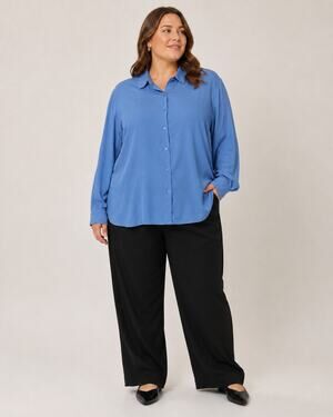 Reclaim Women’s Blue 100% Tencel Button Front Blouse XXL NWT Made in Italy
